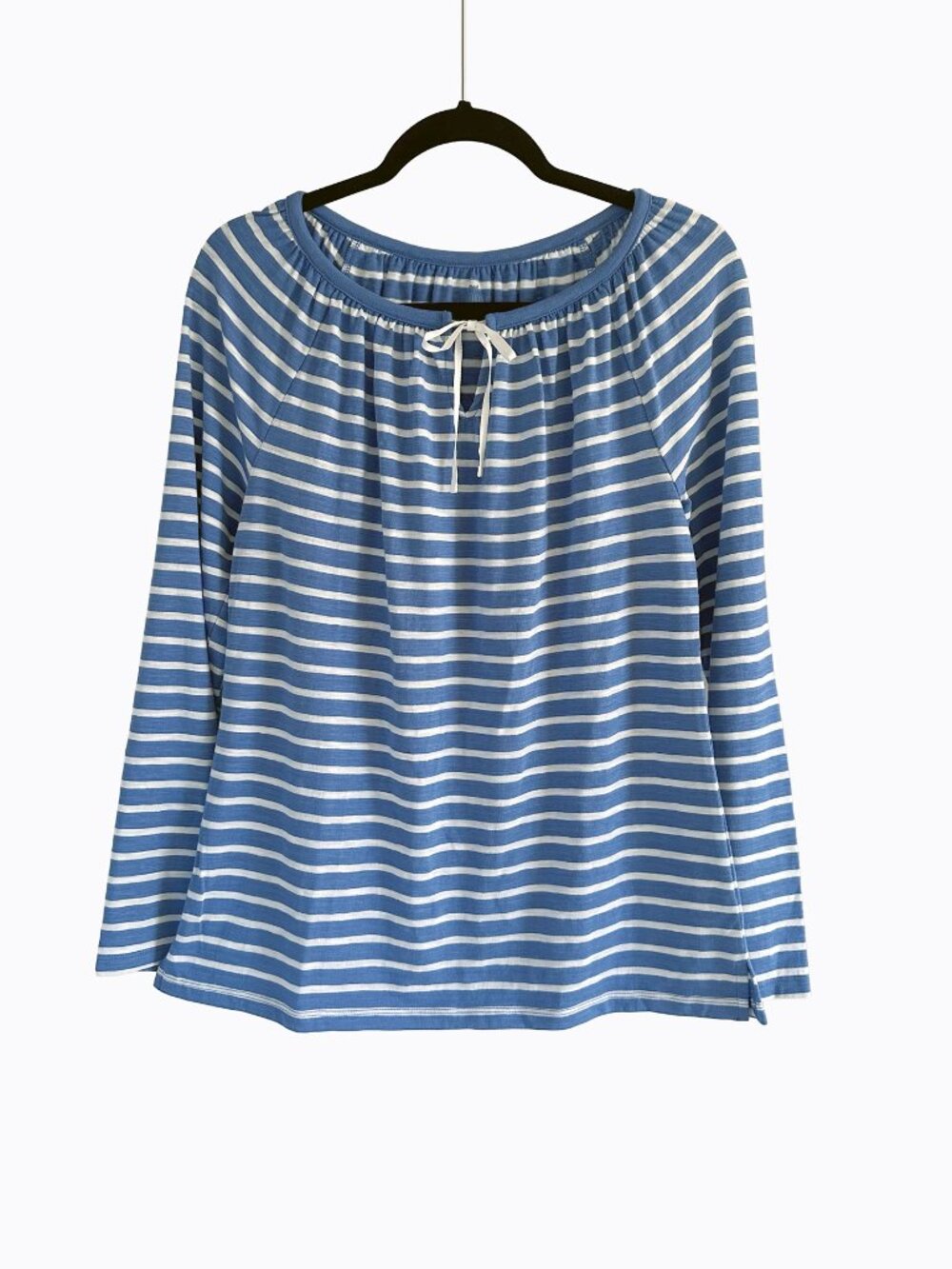Blue Striped Cotton Tee Med Coastal Cottage Nautical Y2K Preppy Chic Minimalist
